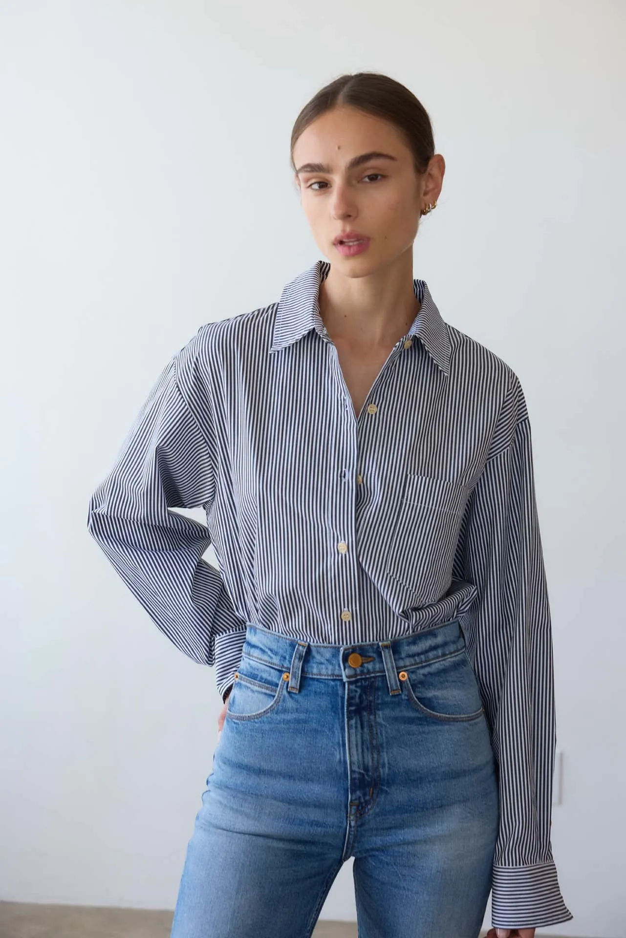 The Weekend Shirt in Black Stripe sold by Jamie Haller product image thumbnail 2