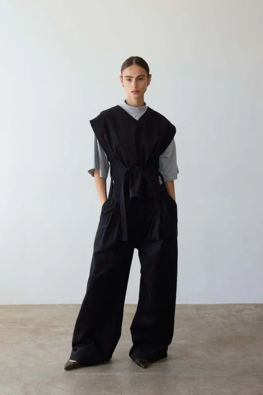 The Triple Pleat Pant in Black sold by Jamie Haller