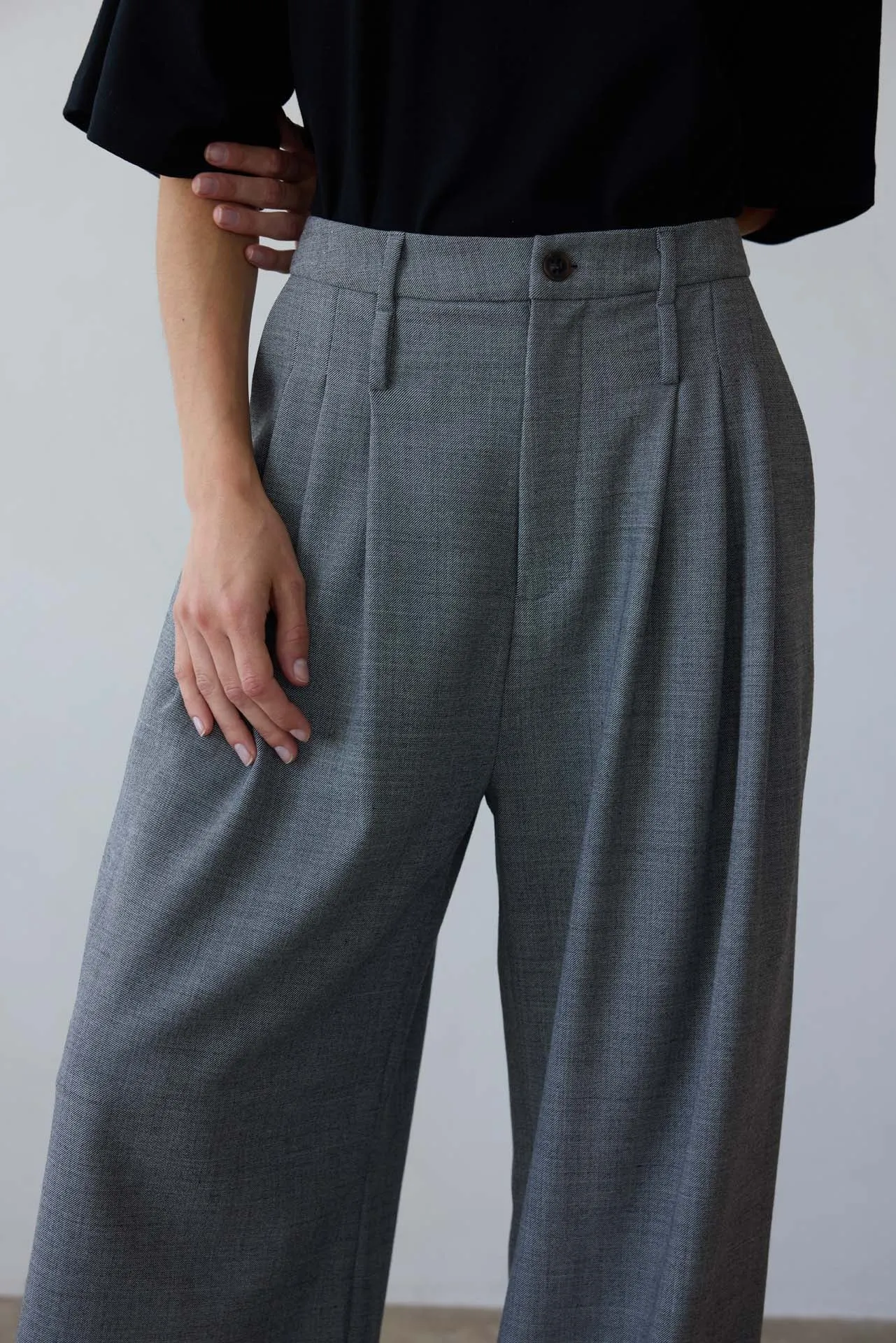 The Triple Pleat Trouser in Pepper sold by Jamie Haller product image thumbnail 2