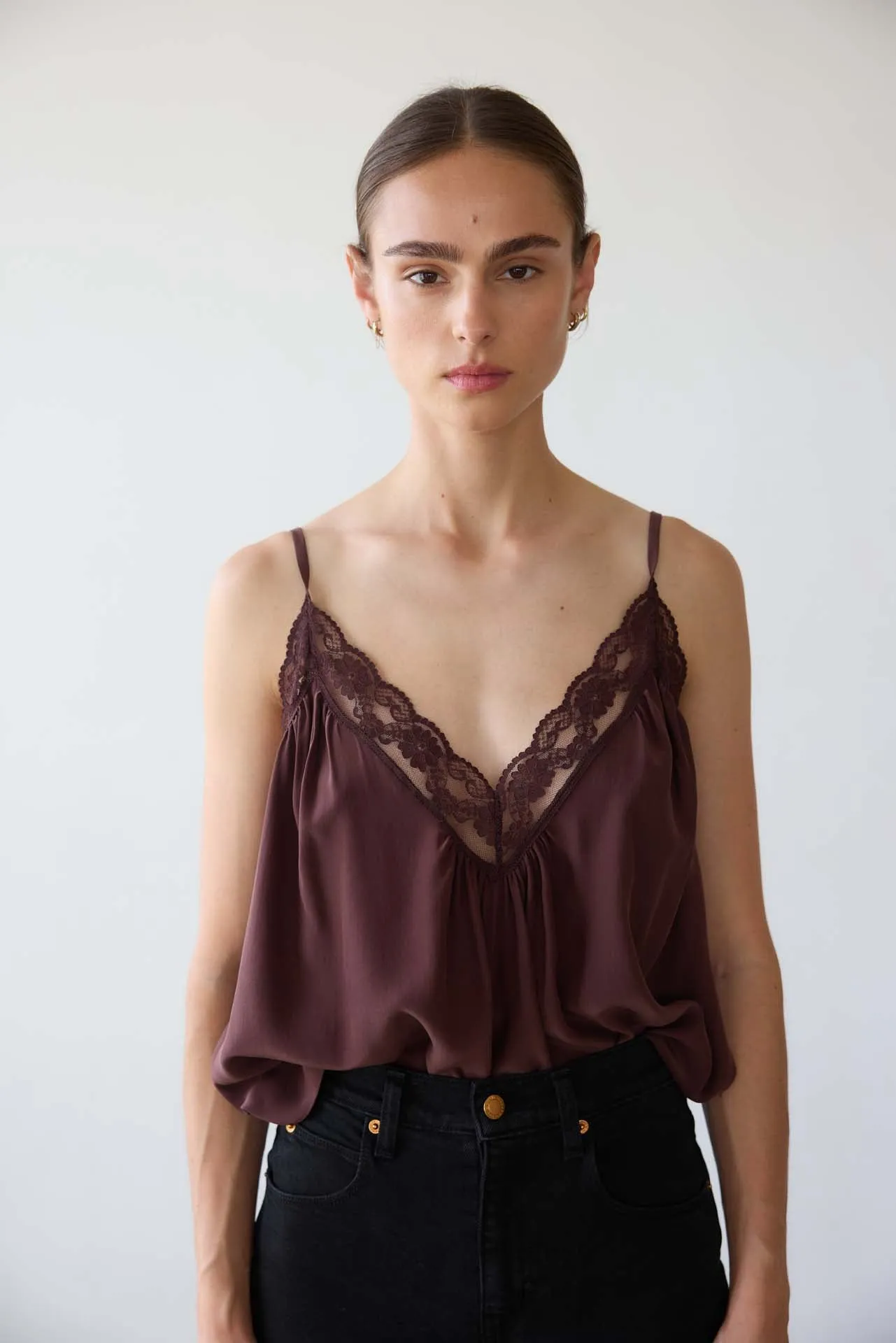 The Deep V Cami in Burgundy sold by Jamie Haller product image thumbnail 3