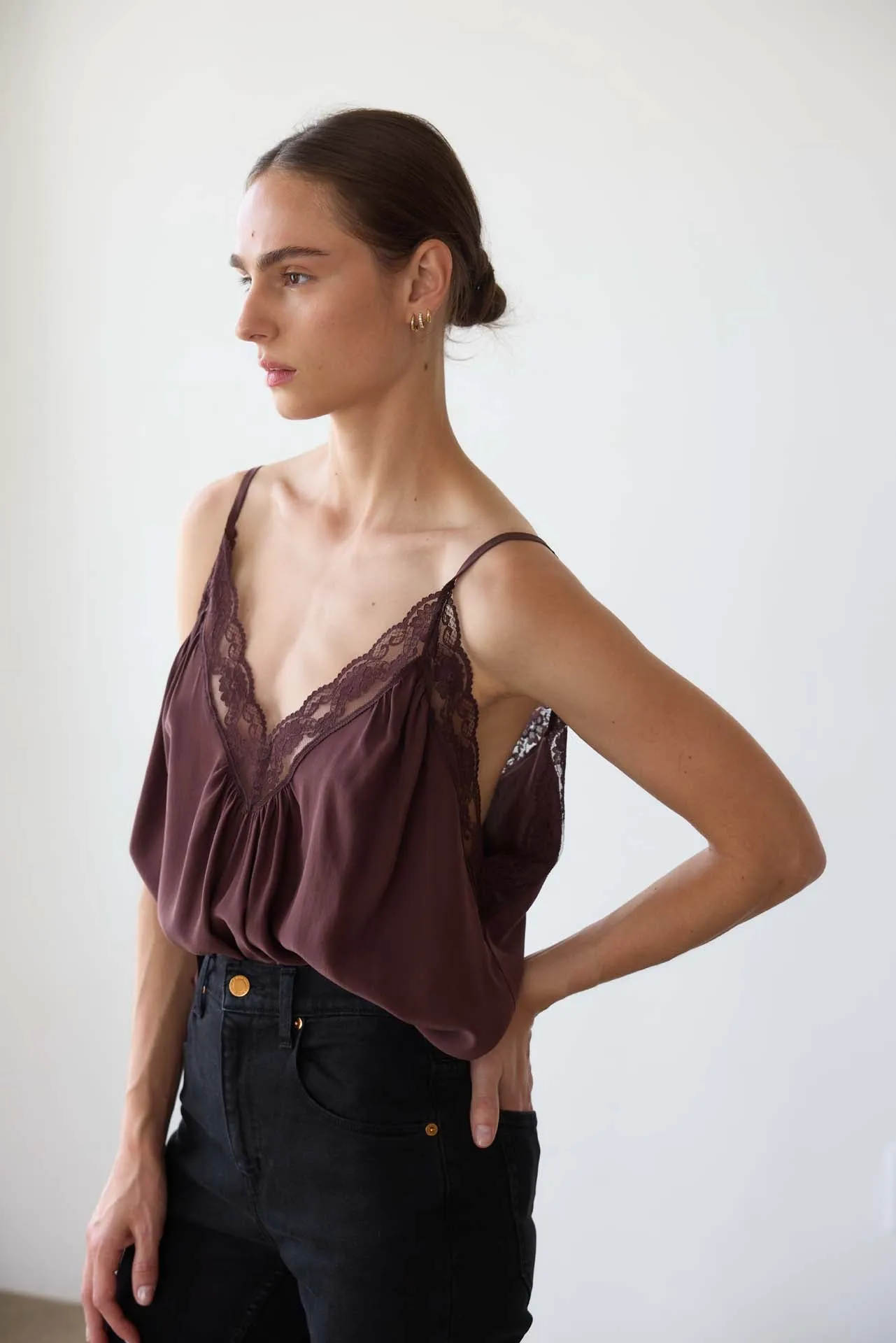 The Deep V Cami in Burgundy sold by Jamie Haller product image thumbnail 5