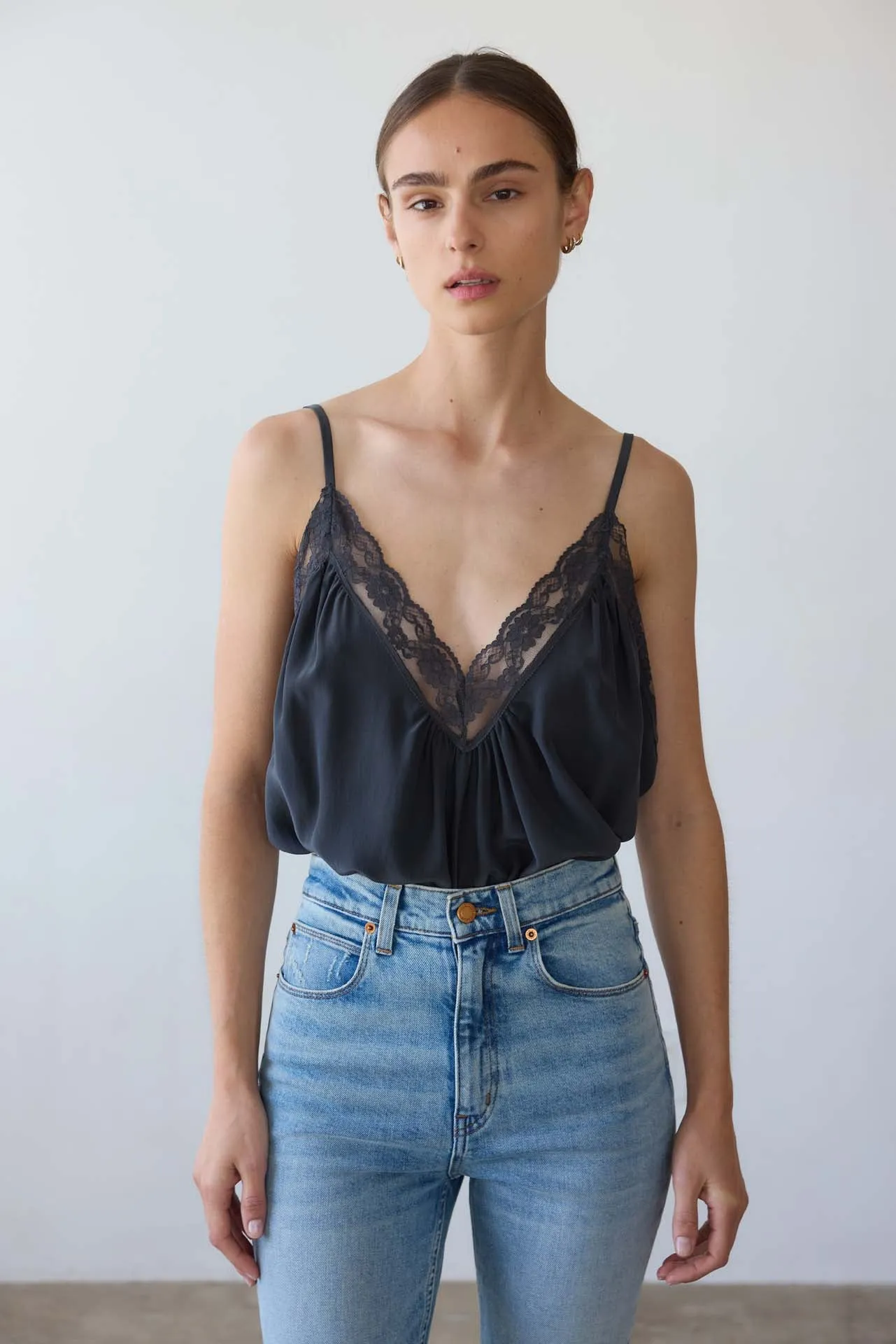 The Deep V Cami in Dark Grey sold by Jamie Haller product image thumbnail 4