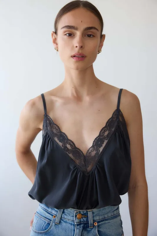 The Deep V Cami in Dark Grey sold by Jamie Haller