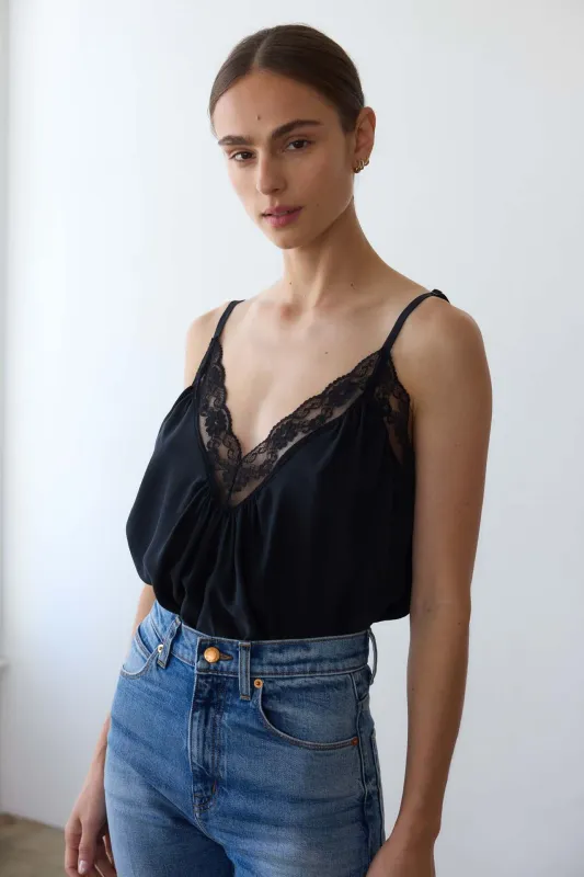 The Deep V Cami in Black sold by Jamie Haller