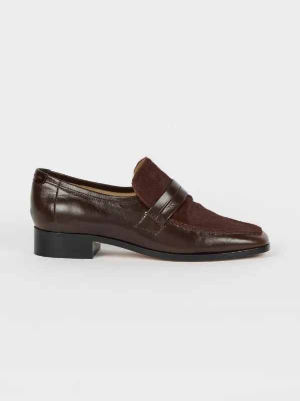The Mod Loafer in Ponyhair Burgundy sold by Jamie Haller
