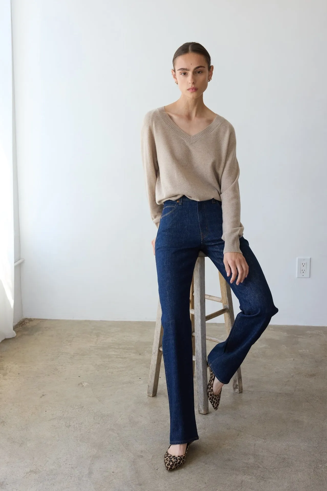 The V Fave Cashmere Sweater in Oatmeal sold by Jamie Haller