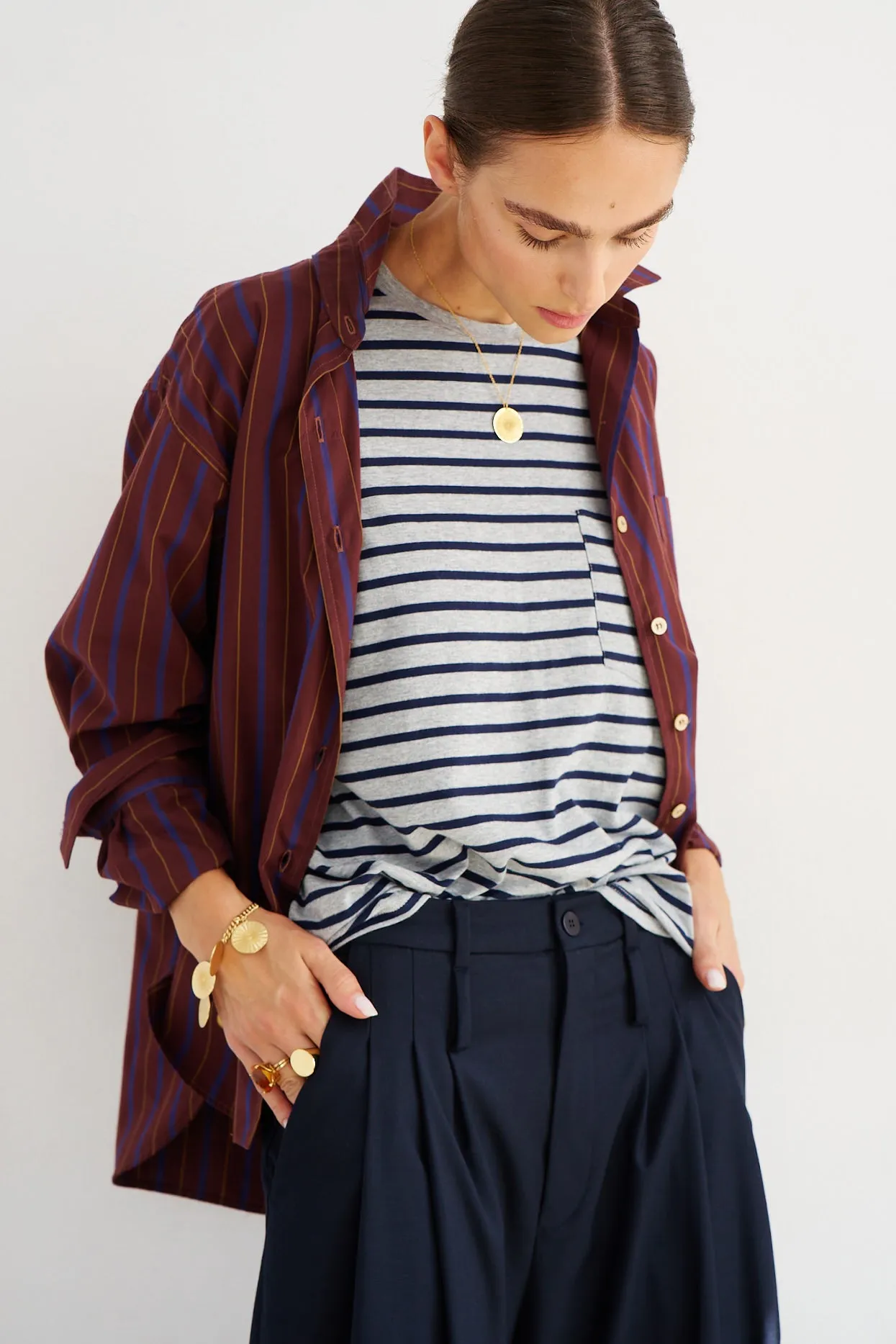 The Boxy Tee in Heather Navy Stripe sold by Jamie Haller product image thumbnail 3