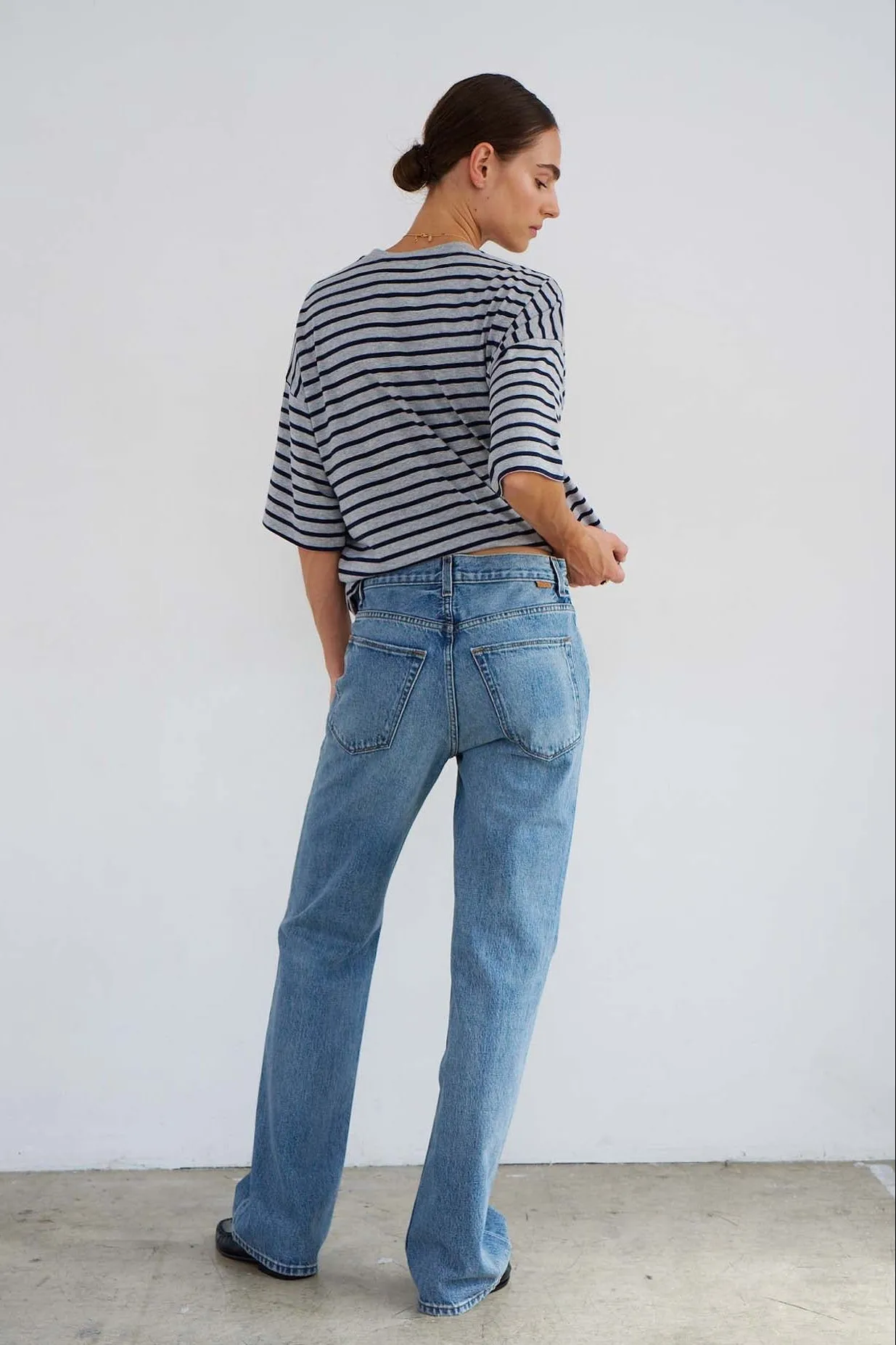 The Boxy Tee in Heather Navy Stripe sold by Jamie Haller product image thumbnail 5