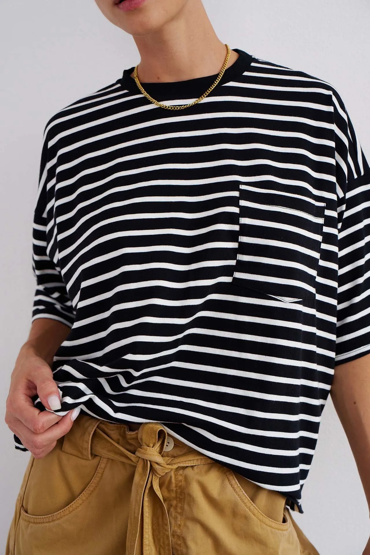 The Boxy Tee in Black White Stripe sold by Jamie Haller product image thumbnail 4