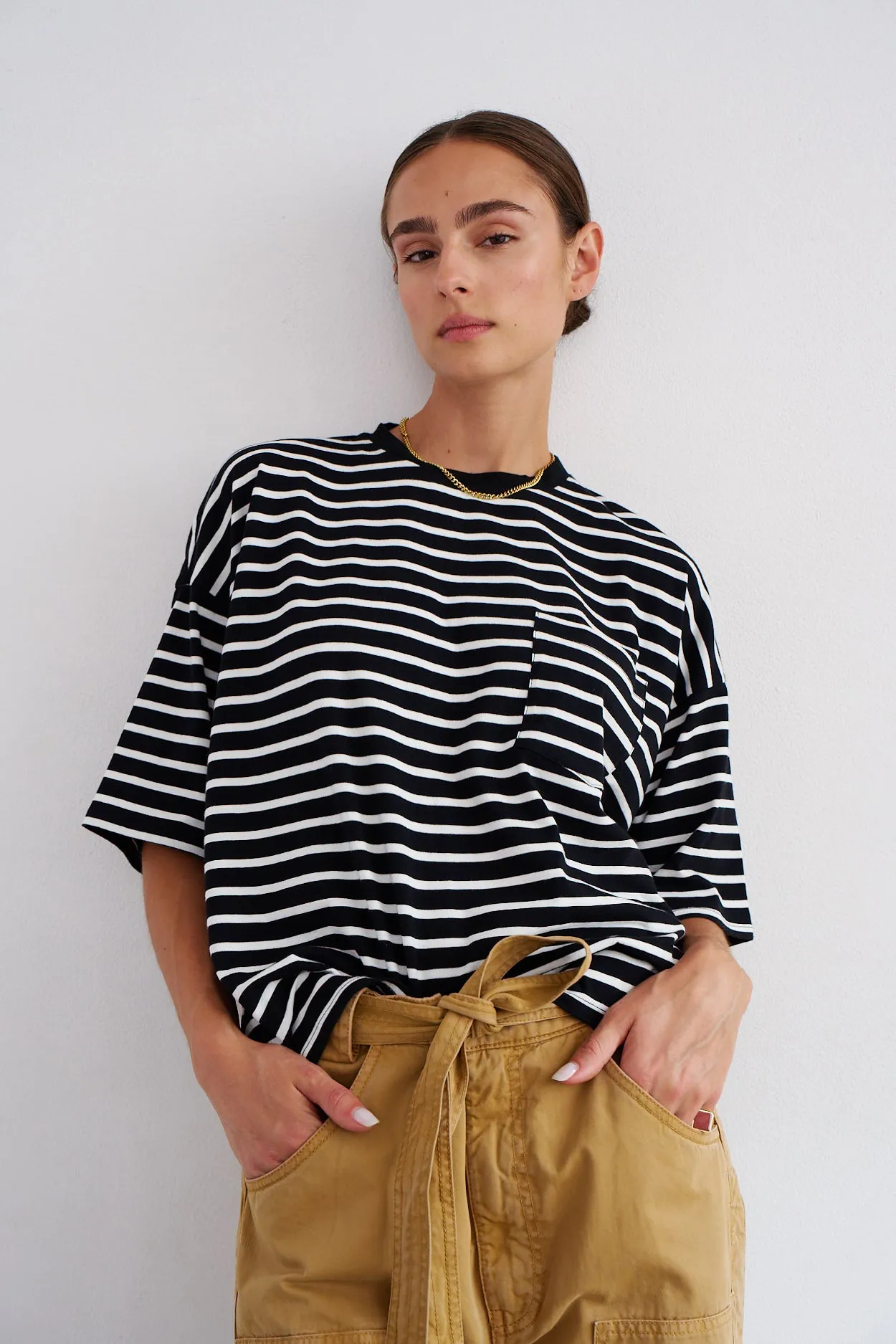 The Boxy Tee in Black White Stripe sold by Jamie Haller product image thumbnail 3