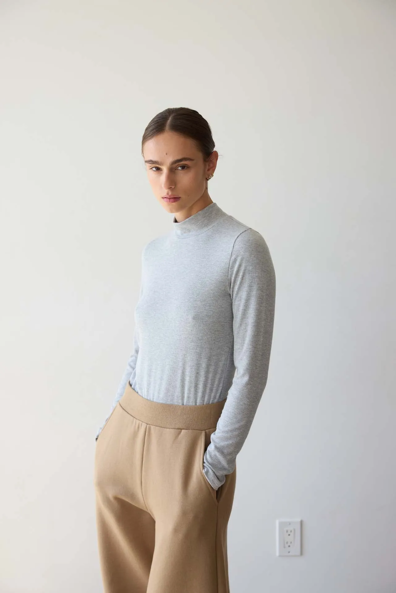 The Mock Neck in Heather Grey sold by Jamie Haller product image thumbnail 2