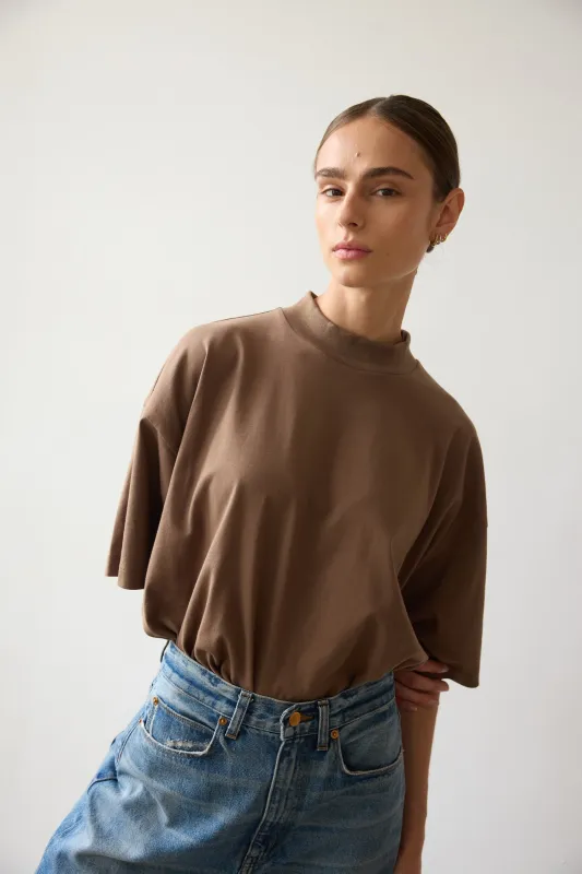 The Pitch Tee in Taupe sold by Jamie Haller