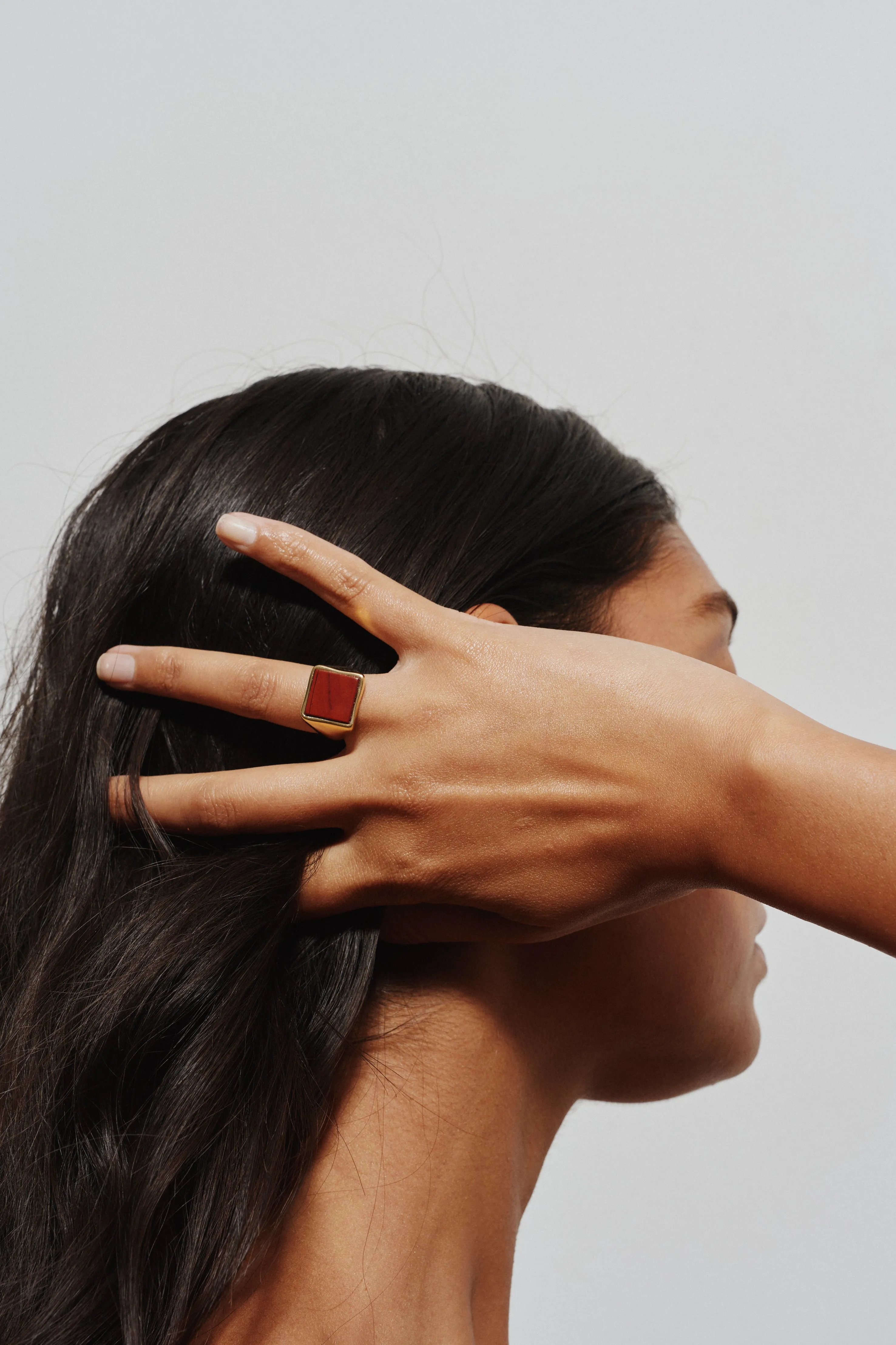 The Nina Flat Signet Ring in Red Jasper sold by Jamie Haller product image thumbnail 4