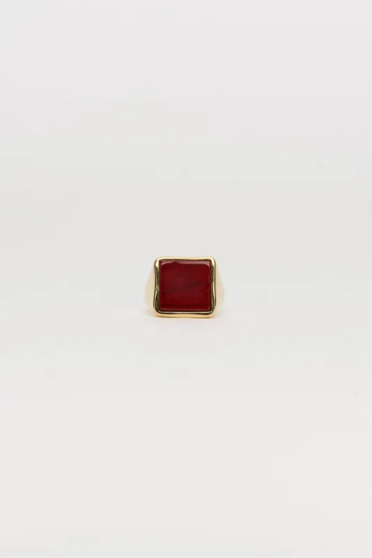 The Nina Flat Signet Ring in Red Jasper made by Jamie Haller