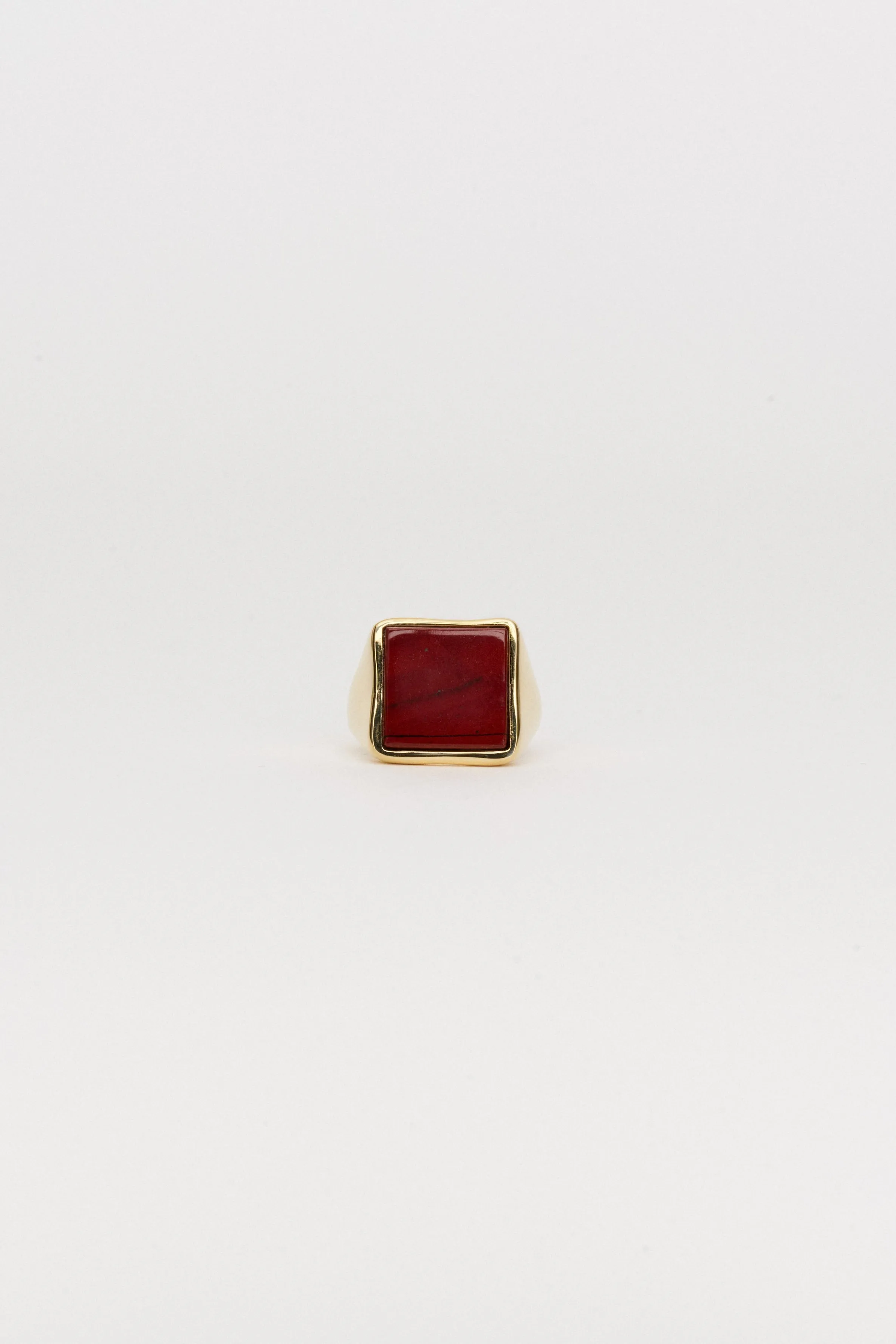 The Nina Flat Signet Ring in Red Jasper sold by Jamie Haller