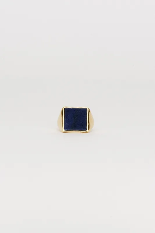 The Nina Flat Signet Ring in Blue Aventurine made by Jamie Haller