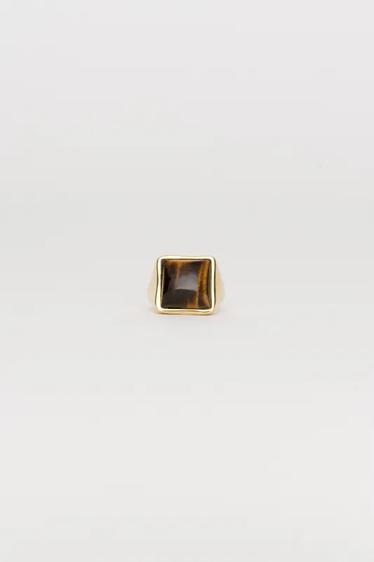 The Luques Square Signet Ring in Tigers Eye made by Jamie Haller