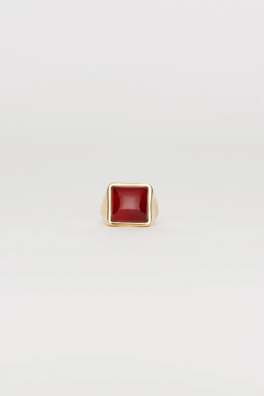 The Luques Square Signet Ring in Red Agate made by Jamie Haller