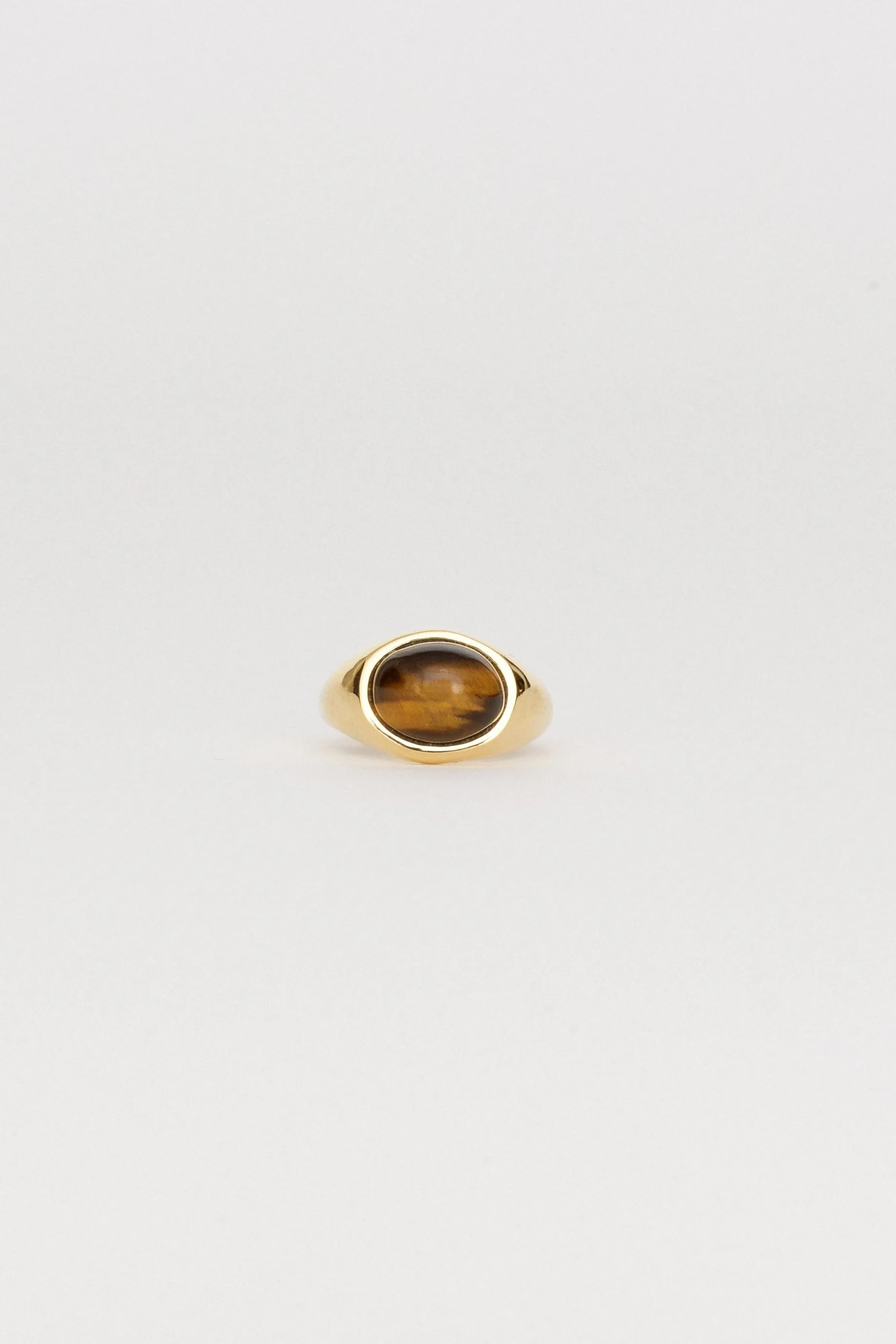 The Francis Oval Signet Ring in Tigers Eye sold by Jamie Haller