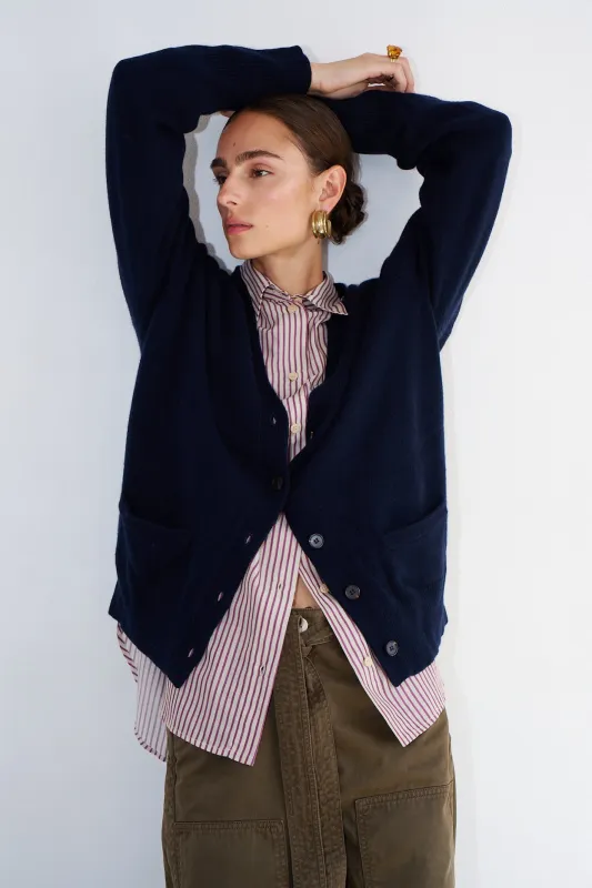 The Welt Pocket Cashmere Cardigan in Navy sold by Jamie Haller