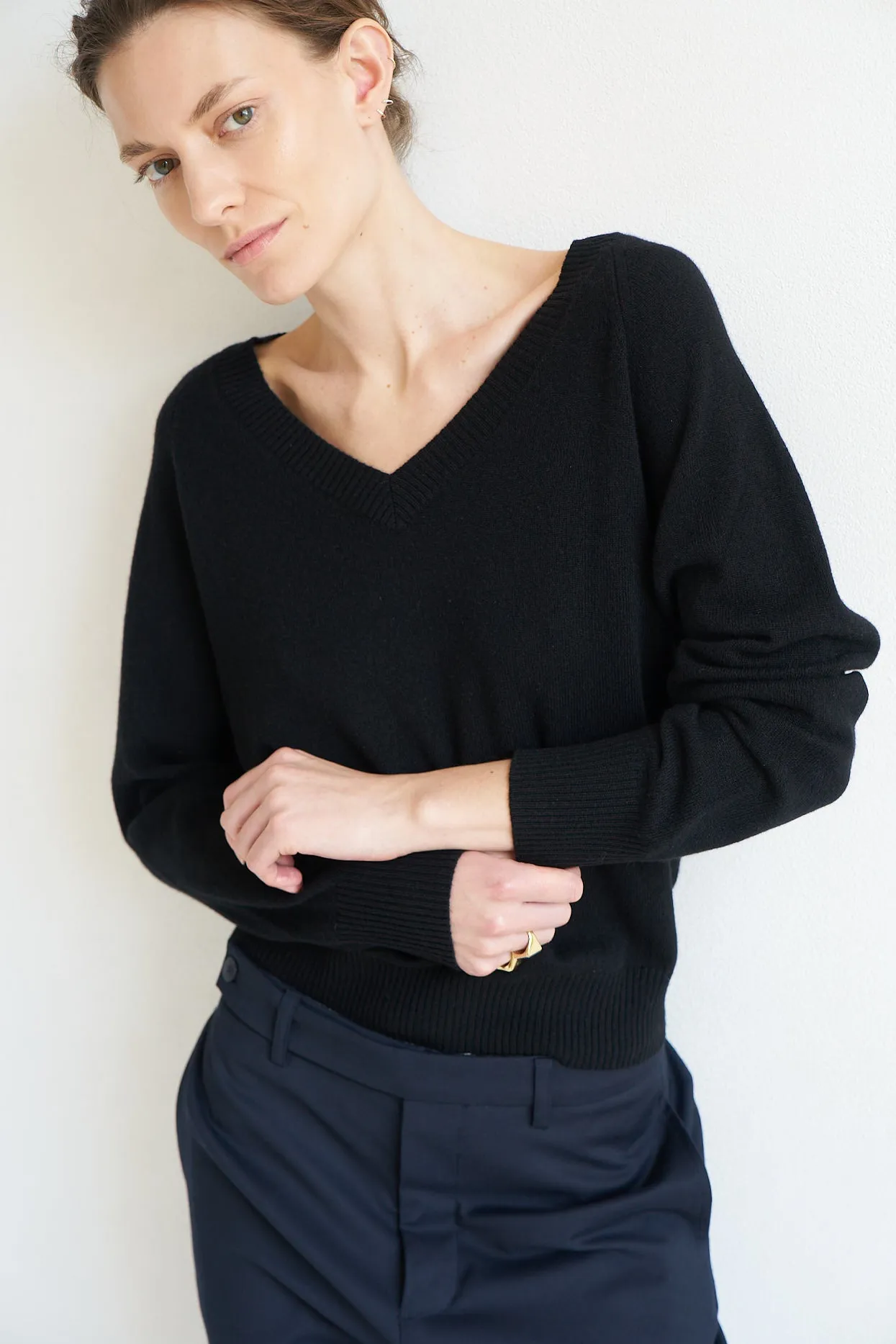 The V Fave Sweater in Black sold by Jamie Haller