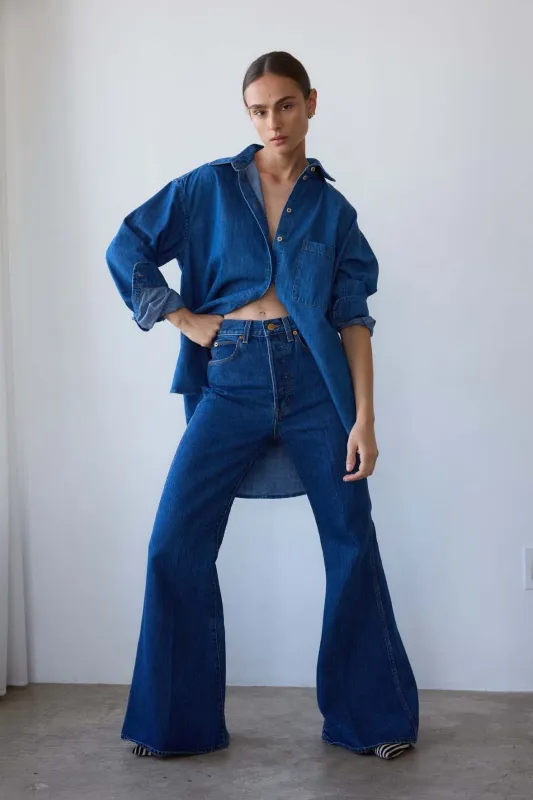 The Essential Shirt in Farrah Indigo sold by Jamie Haller