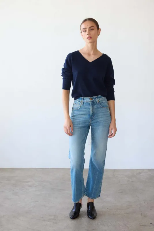 The V Fave Cashmere Sweater in Navy sold by Jamie Haller