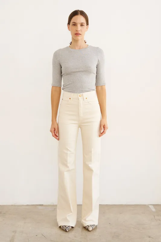 The Rib Elbow Crew in Heather Grey made by Jamie Haller