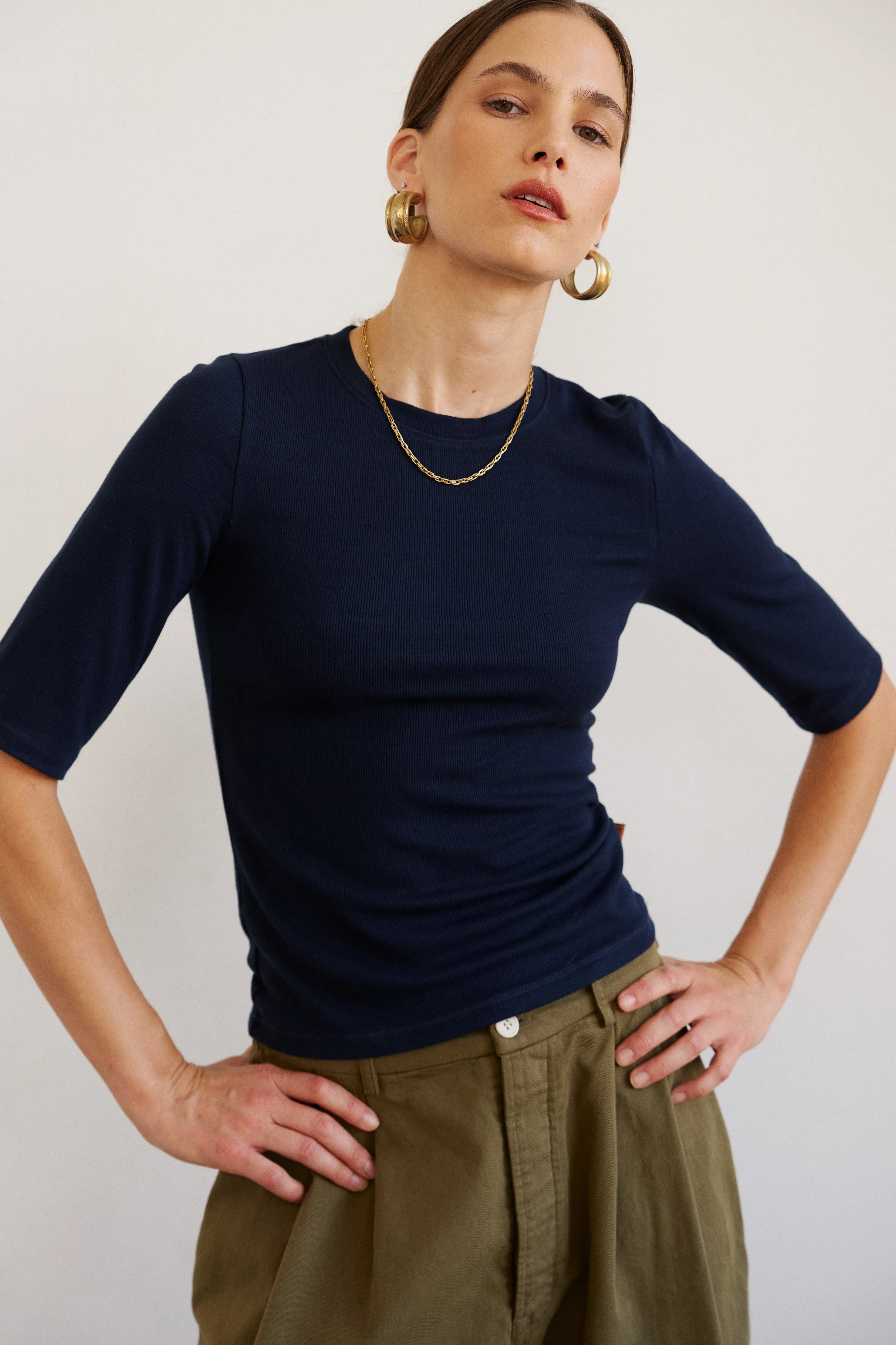 The Rib Elbow Crew in Navy sold by Jamie Haller product image thumbnail 2