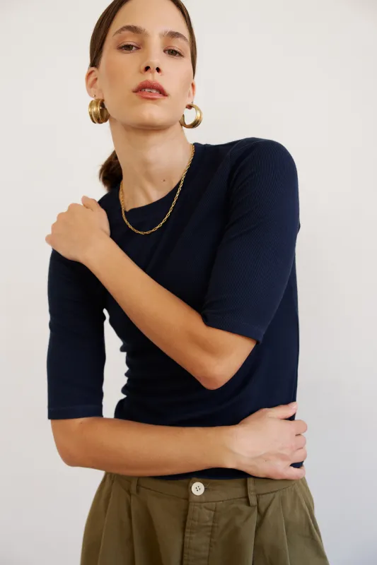 The Rib Elbow Crew in Navy made by Jamie Haller