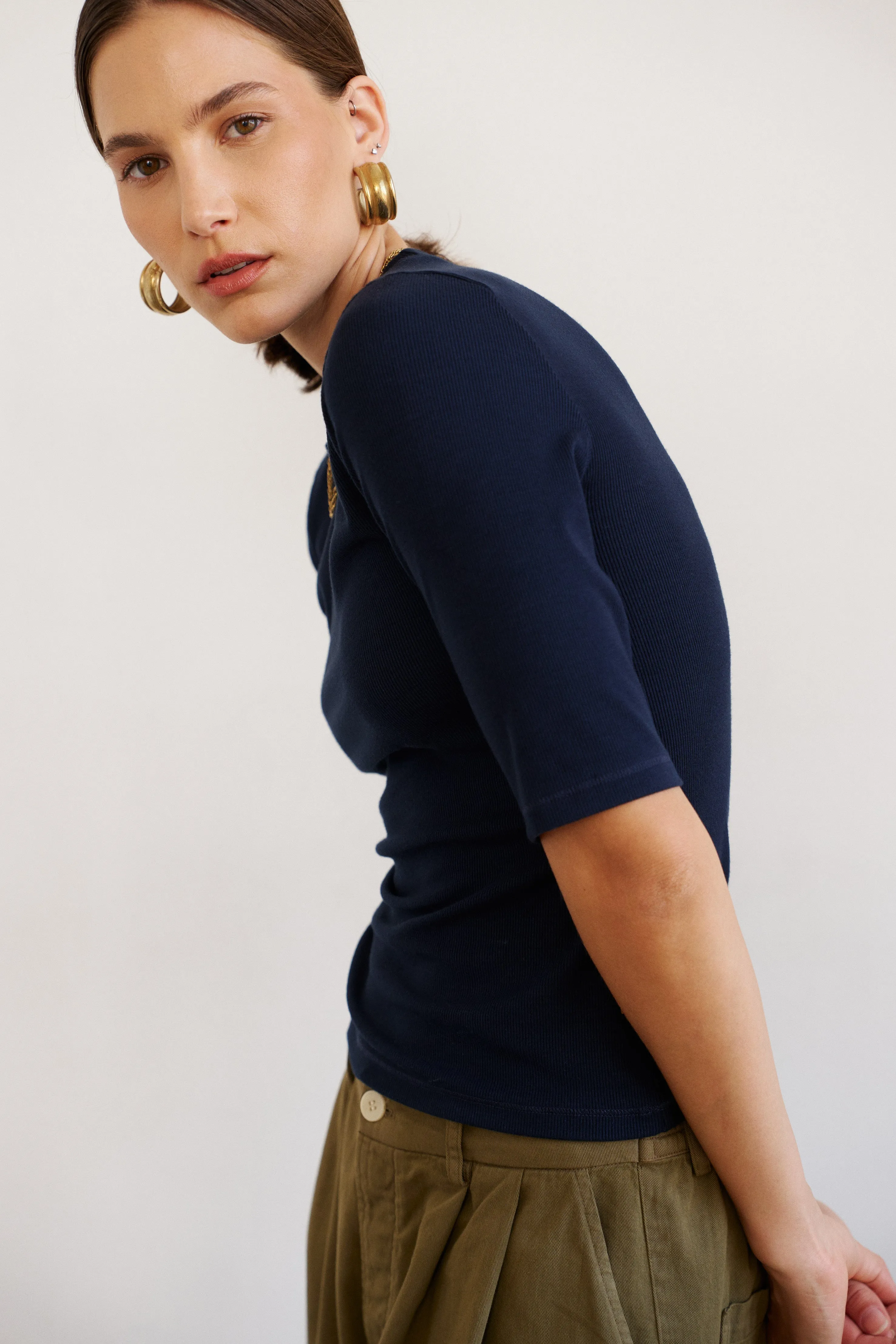 The Rib Elbow Crew in Navy sold by Jamie Haller product image thumbnail 4