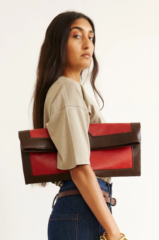 The Document Clutch in Snake Mix made by Jamie Haller