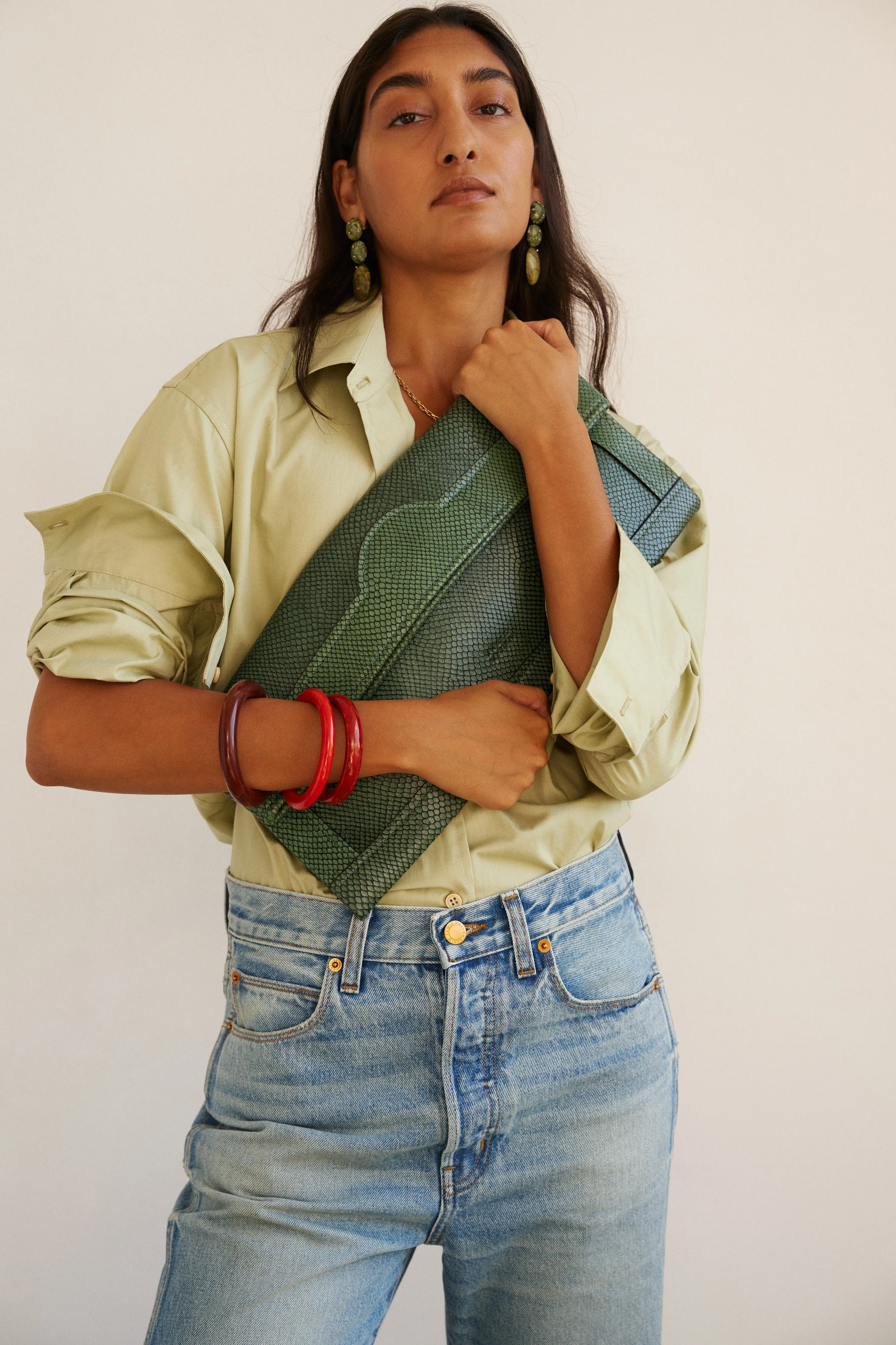 The Document Clutch in Green Snake sold by Jamie Haller product image thumbnail 2