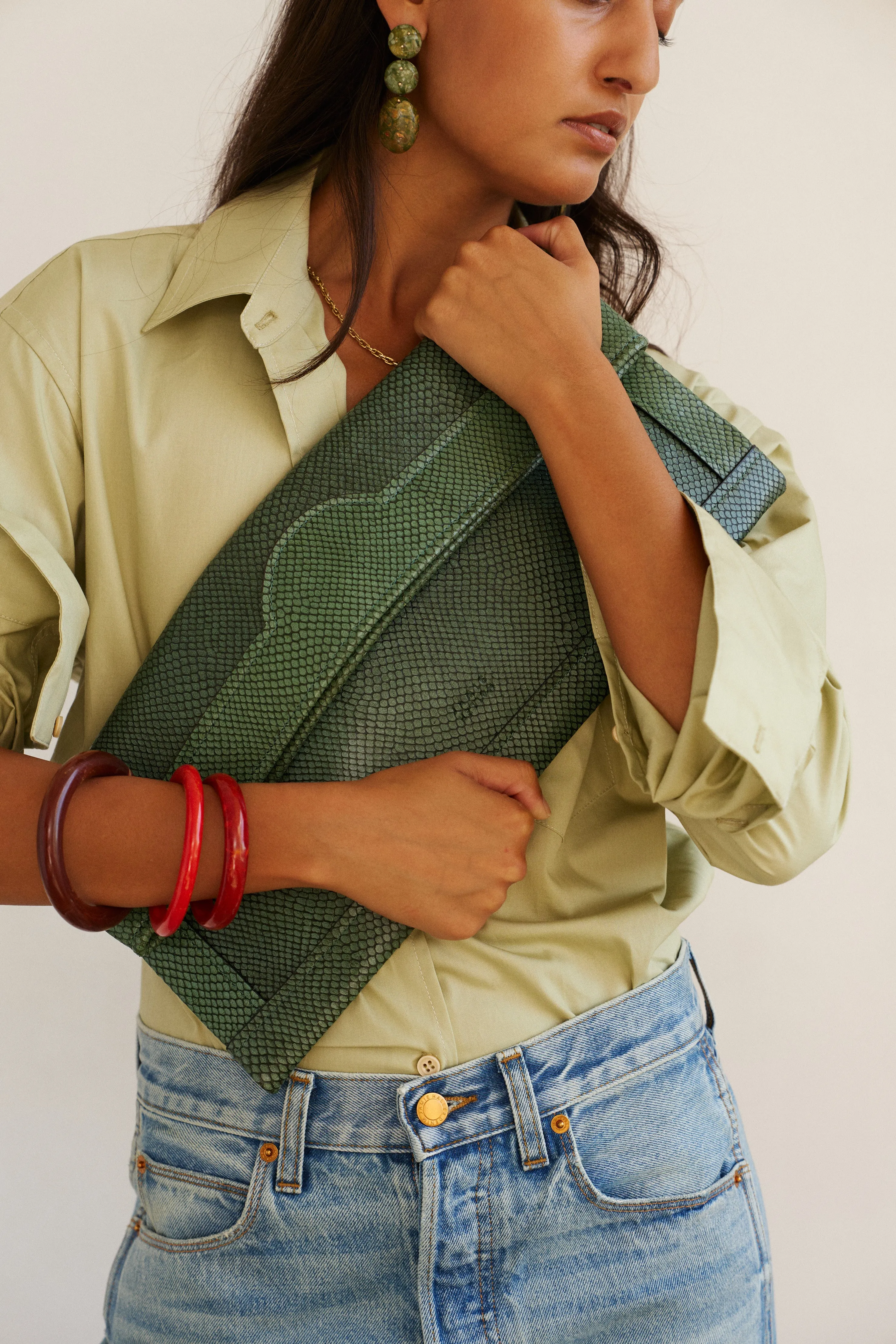 The Document Clutch in Green Snake sold by Jamie Haller product image thumbnail 3