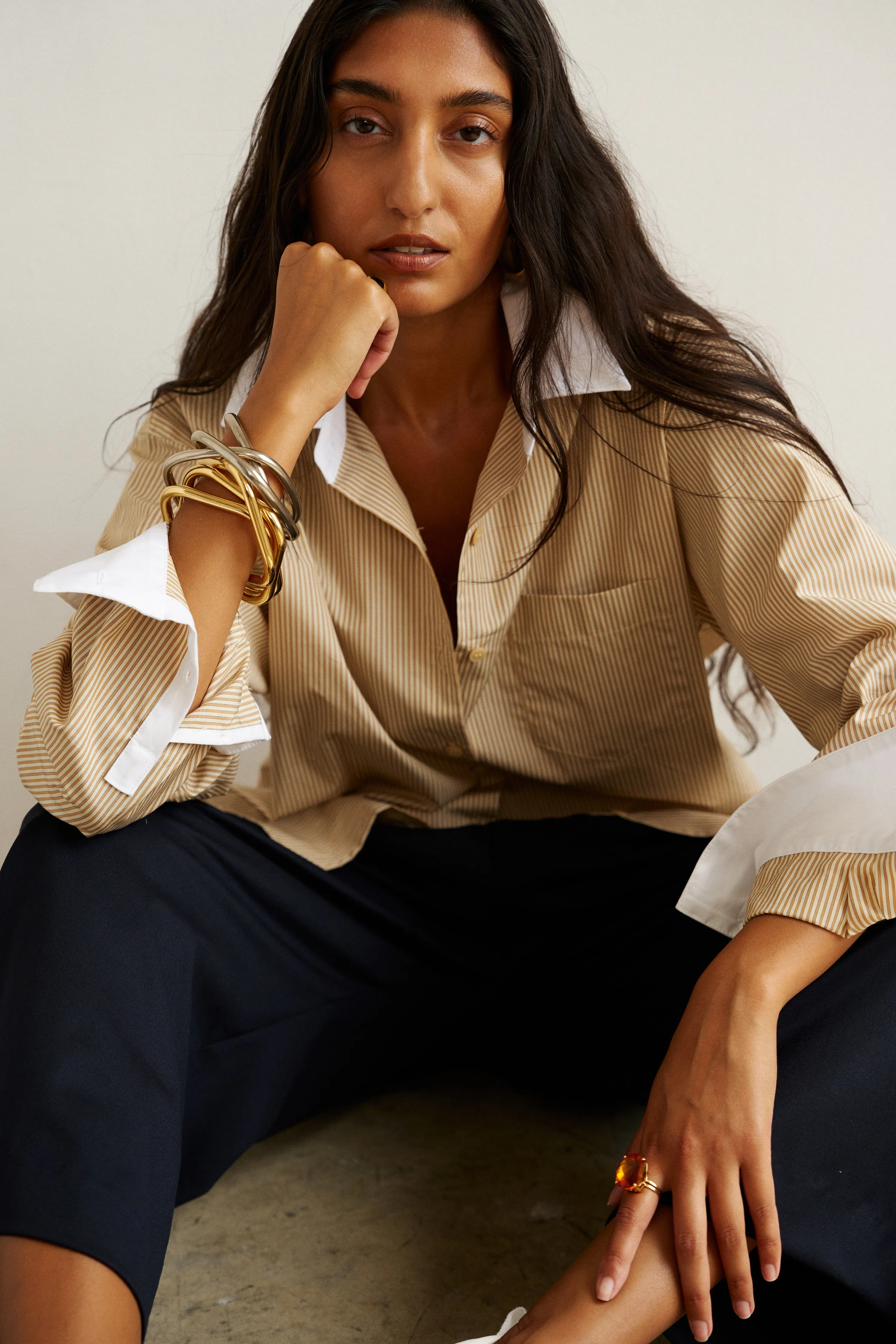 The Tipped Weekend Shirt in Honey Stripe sold by Jamie Haller product image thumbnail 2