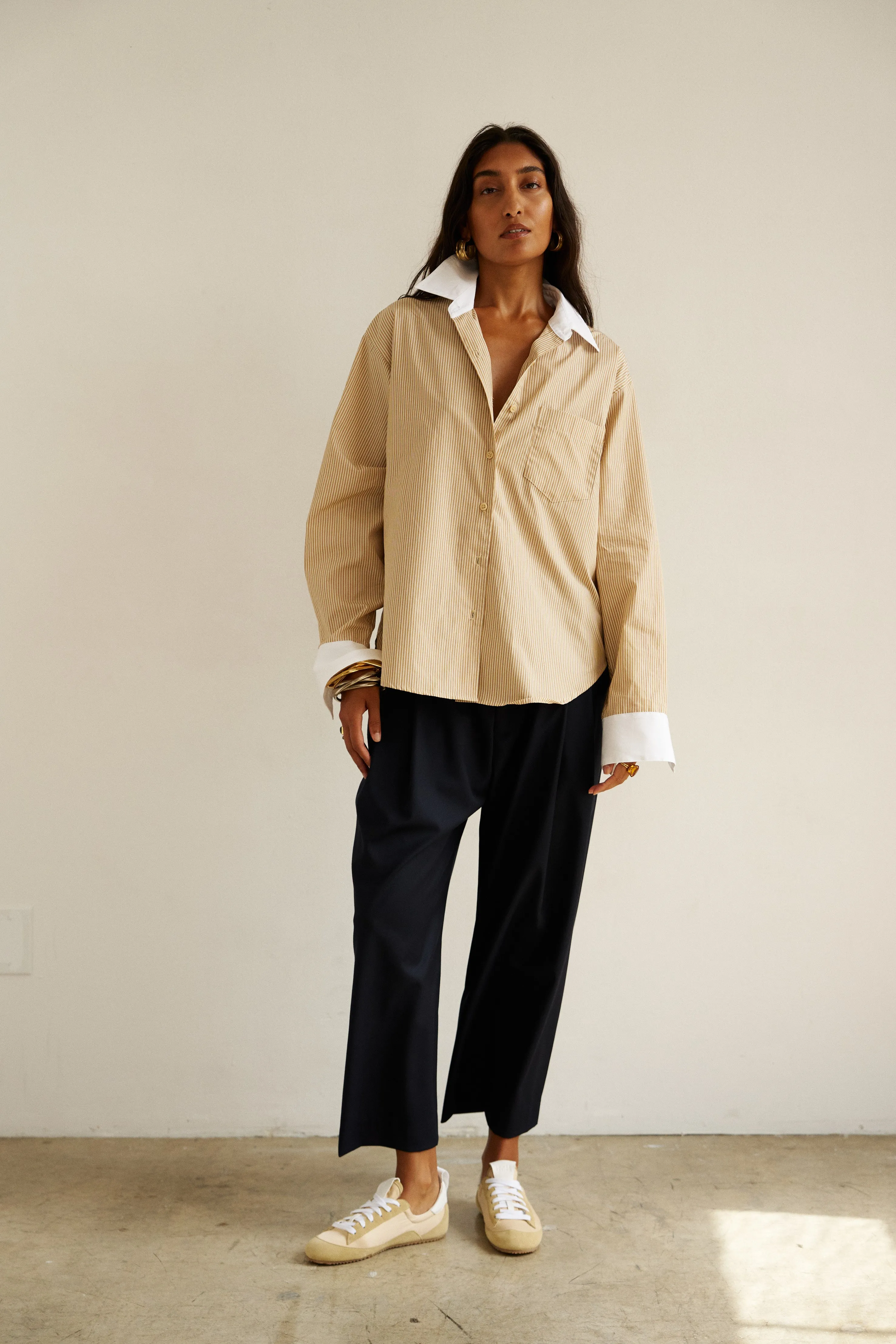 The Tipped Weekend Shirt in Honey Stripe sold by Jamie Haller product image thumbnail 3