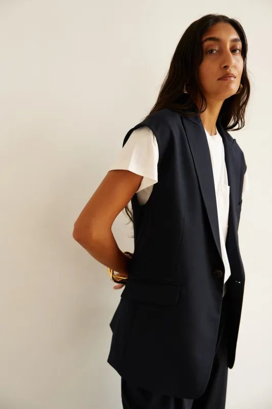 The Vested Blazer in Navy sold by Jamie Haller