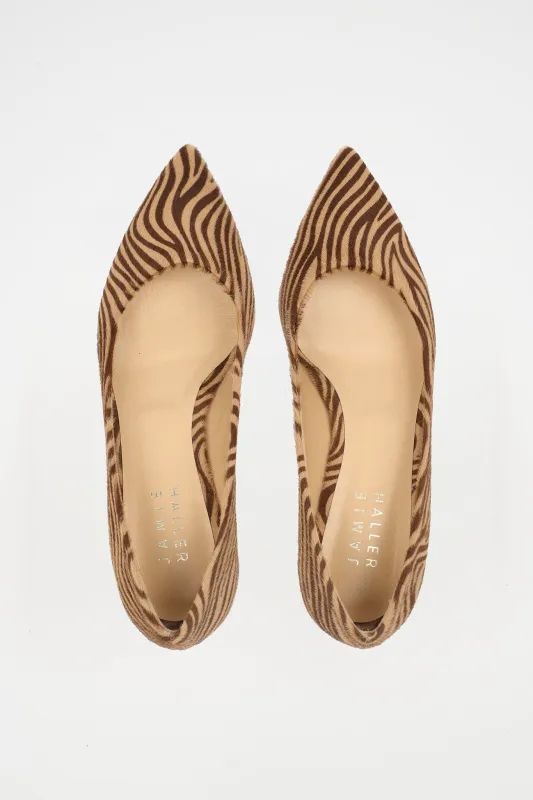 The Kitty Point Heel in Tan Zebra sold by Jamie Haller