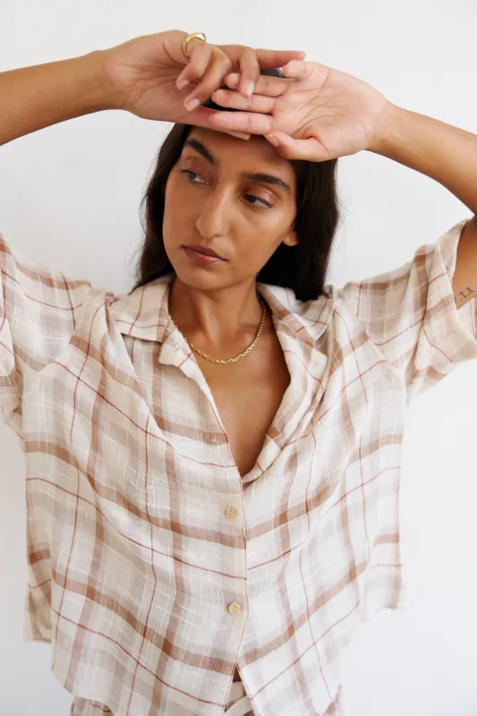 The Fields Shirt in Natural Plaid made by Jamie Haller
