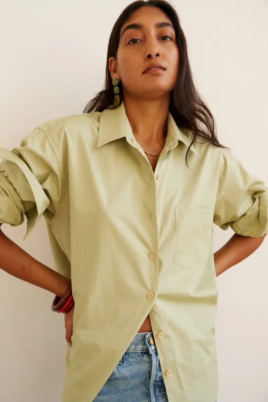 The Weekend Shirt in Pistachio sold by Jamie Haller
