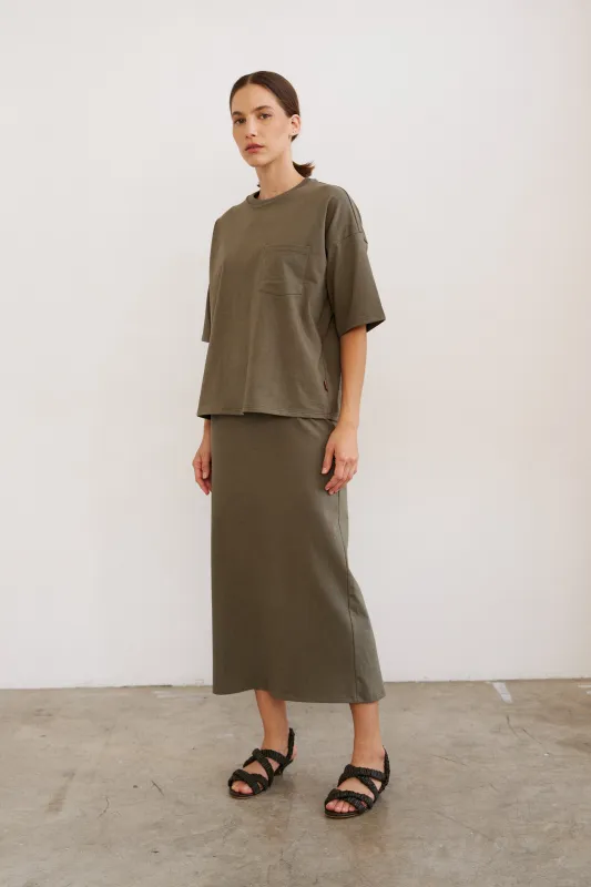 The Column Skirt in Olive made by Jamie Haller