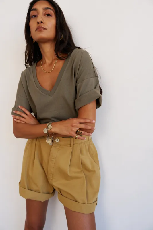 The V Tee in Olive made by Jamie Haller