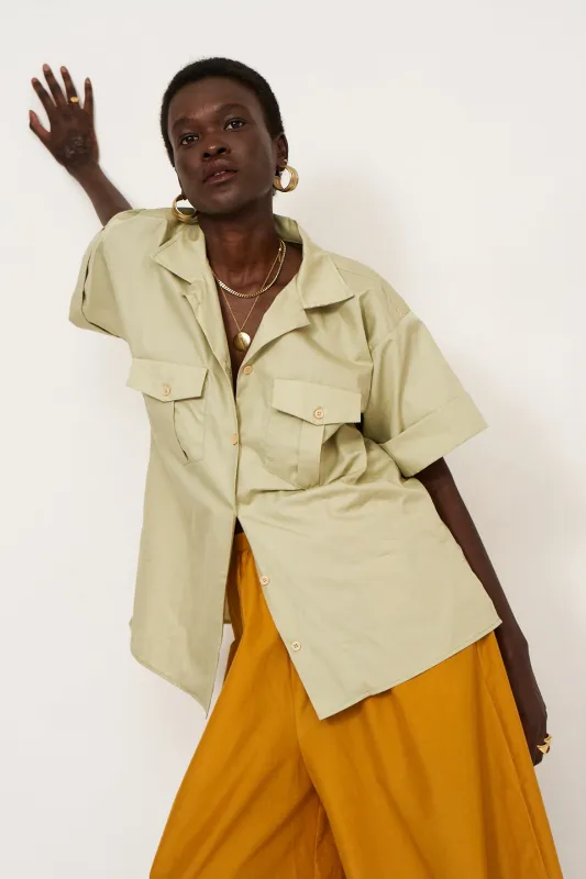 The Safari Shirt in Pistachio sold by Jamie Haller