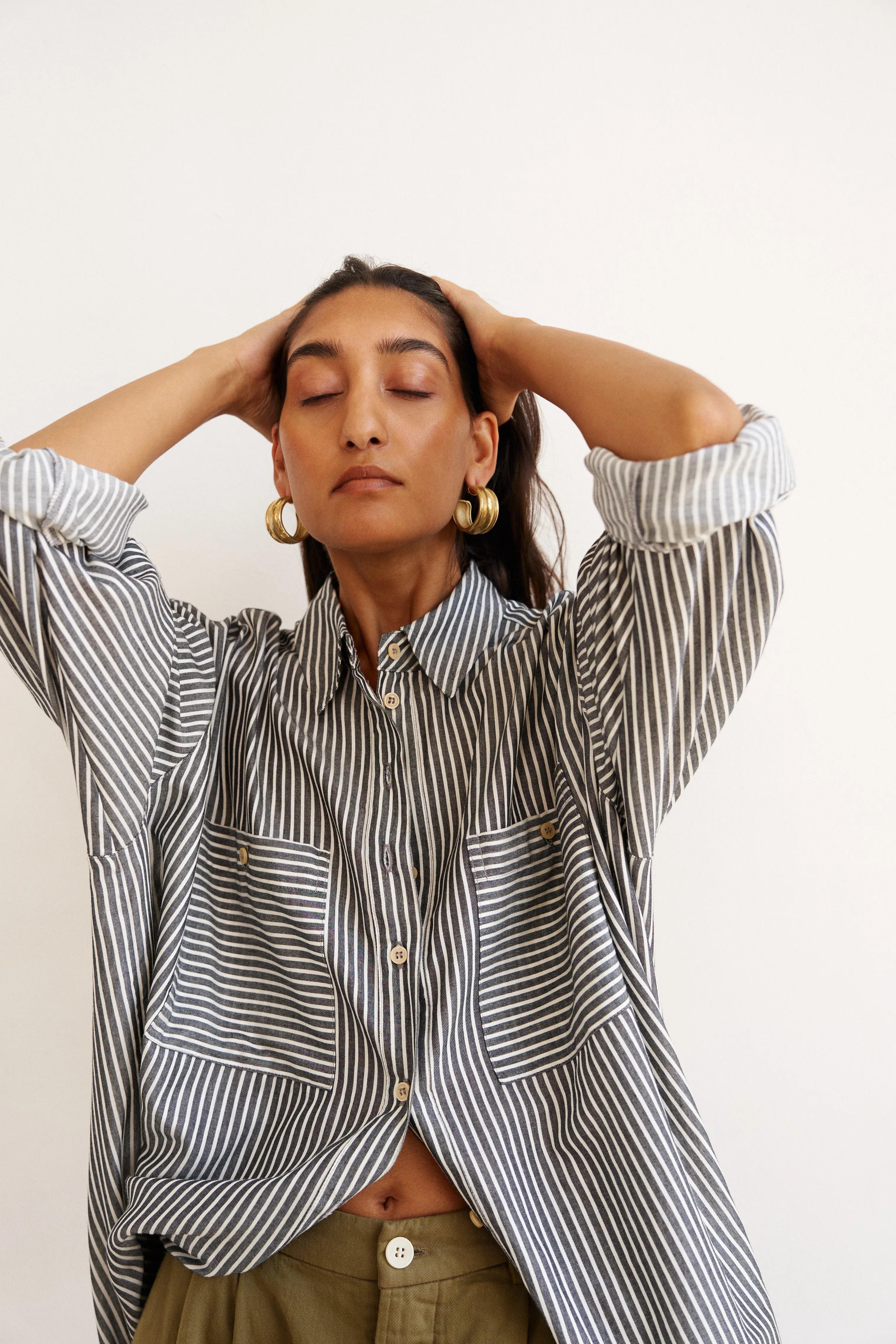 The Artist Shirt in Charcoal Stripe sold by Jamie Haller product image thumbnail 4