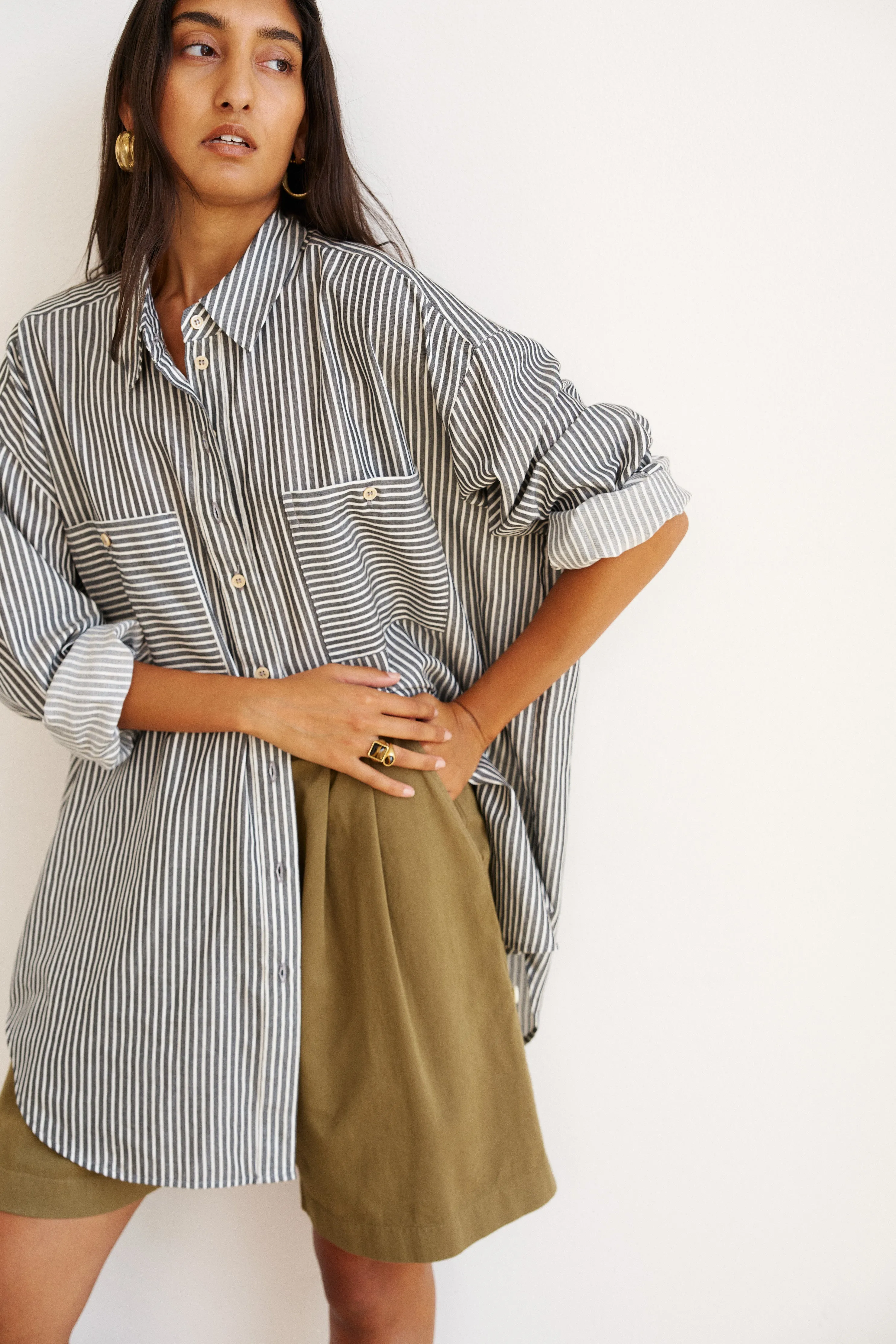 The Artist Shirt in Charcoal Stripe sold by Jamie Haller