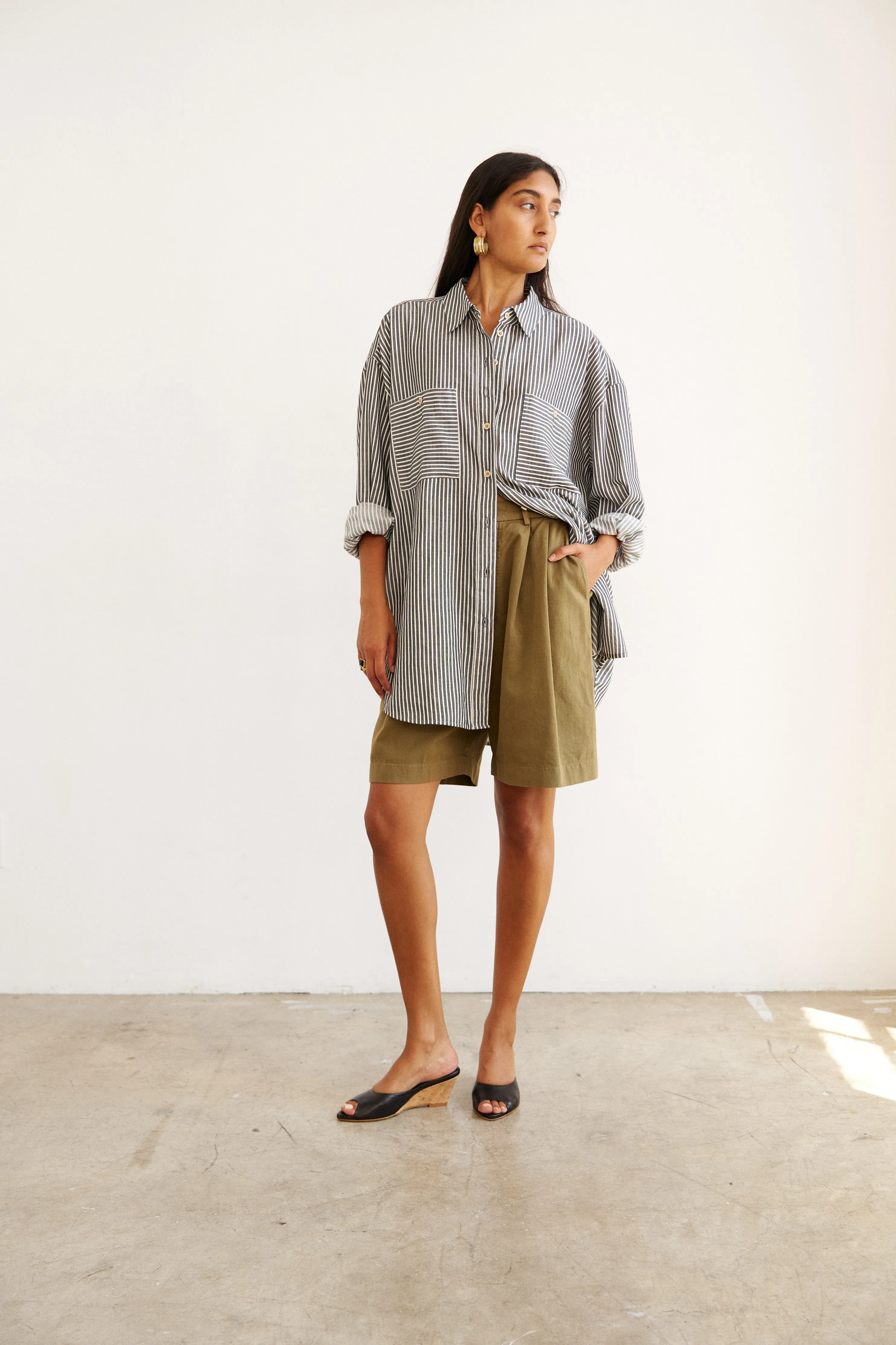 The Artist Shirt in Charcoal Stripe sold by Jamie Haller product image thumbnail 5