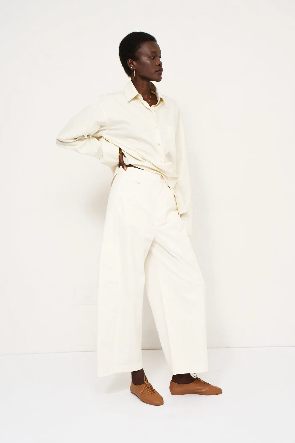 The Baggy Painter Crop in Ecru sold by Jamie Haller