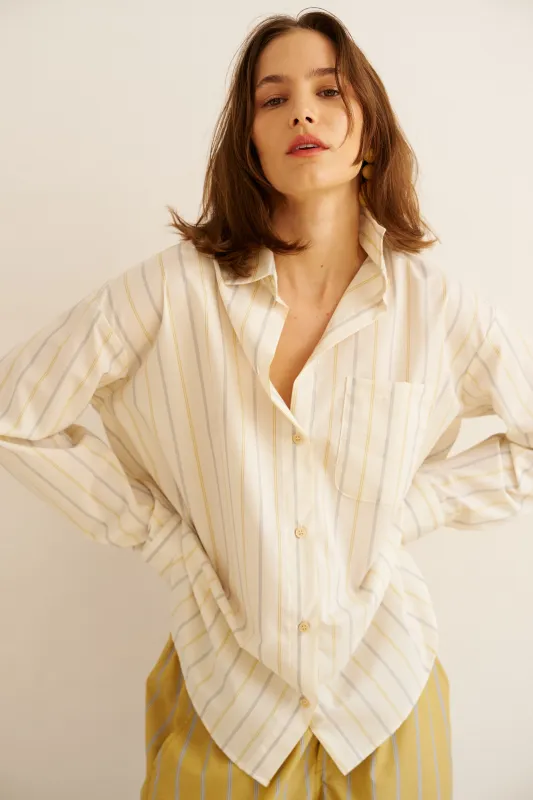 The Essential Shirt in Ivory Stripe made by Jamie Haller