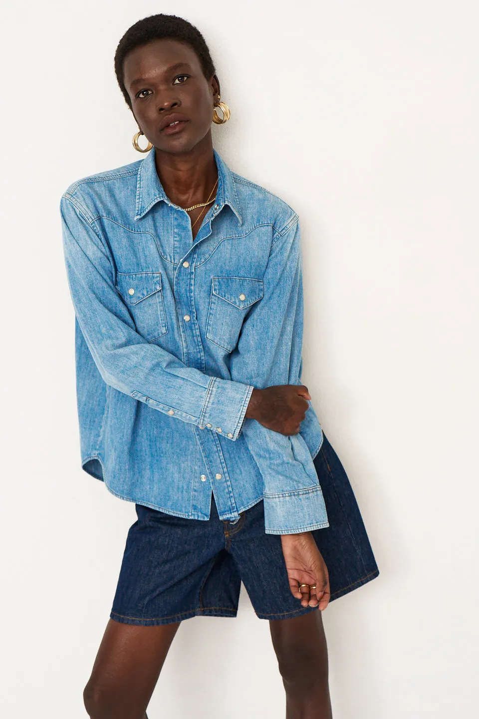 The Loretta Western Shirt in Timeworn Indigo sold by Jamie Haller product image thumbnail 2