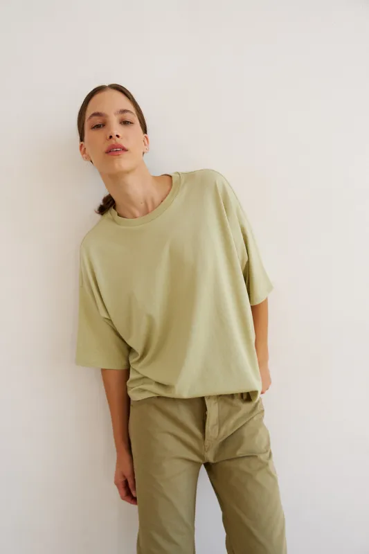 The Draped Tee in Pistachio made by Jamie Haller